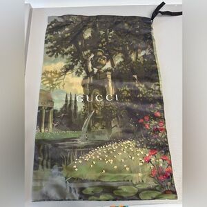 Gucci 2 SHOE BAGS Enchanted Garden Tapestry with Green and Red